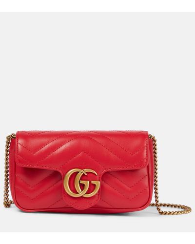 Gucci GG Marmont Super-Mini-Tasche Aus Matelassé-Leder - Rot