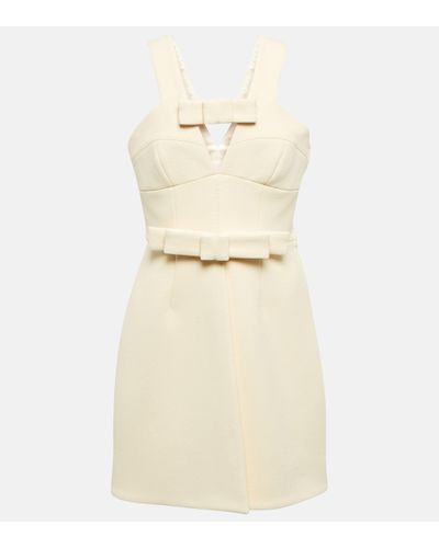 Jil Sander Bow-detail Wool-blend Minidress - Natural