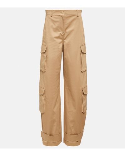 Valentino High-rise Wide-leg Cargo Trousers - Natural
