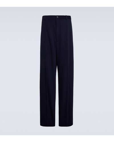 Balenciaga Mid-rise Wool Trousers - Blue