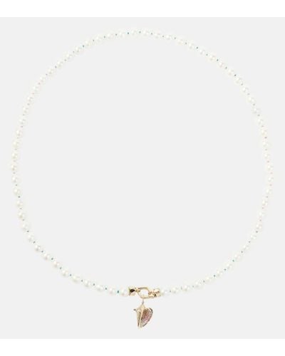 Sydney Evan Conch 14kt Gold Necklace With Pearls And Gemstones - White