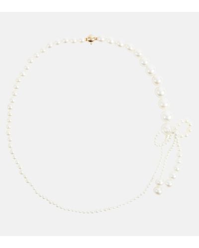 Sophie Bille Brahe peggy Rosette Pearl Bow Necklace - White