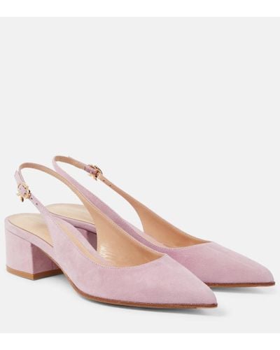 Gianvito Rossi Piper 45 Suede Slingback Pumps - Pink