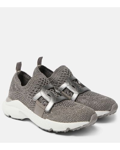 Tod's Sport Run Leather-trimmed Trainers - Grey