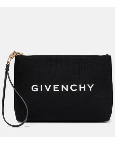 Givenchy Pochette en coton melange a logo - Noir