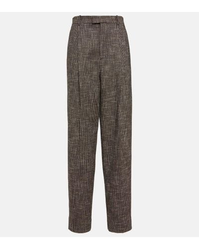 Bottega Veneta High-rise Wool-blend Wide-leg Pants - Gray