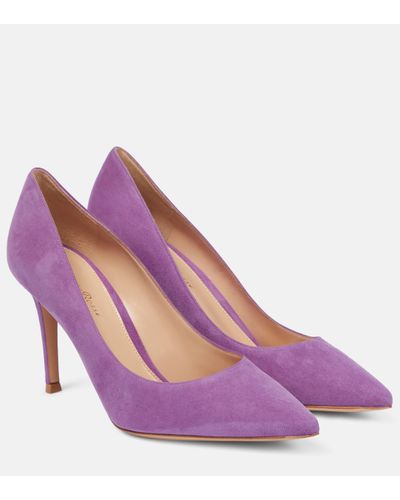 Gianvito Rossi Gianvito 85 Suede Court Shoes - Purple