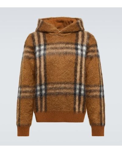 Burberry Checked Jacquard Hoodie - Brown
