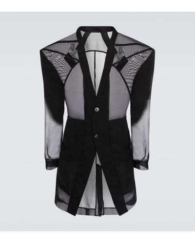 Rick Owens Mesh-trimmed Jacket - Black