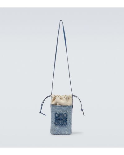 Loewe Paula's Ibiza Anagram Woven Bucket Bag - Blue