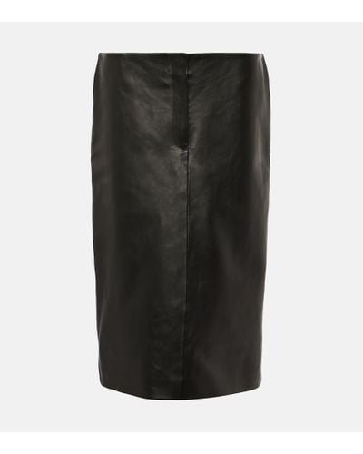 Magda Butrym Leather Midi Skirt - Black