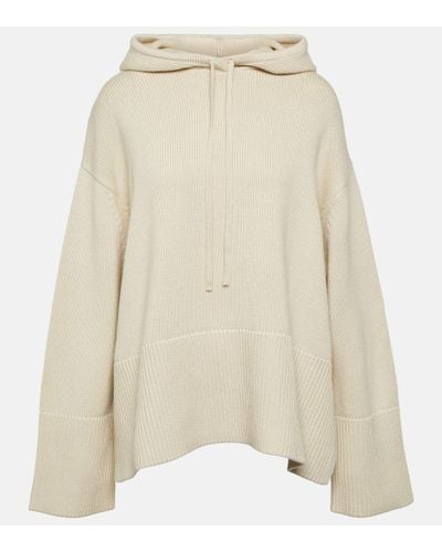 Totême Hooded Wool And Cotton Jumper - Natural