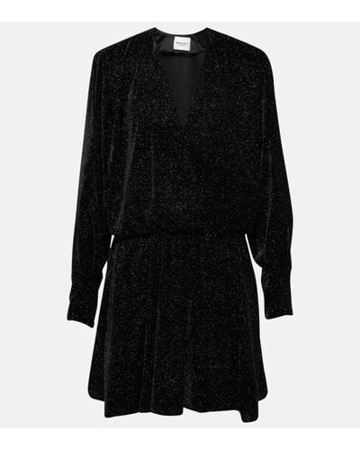Isabel Marant Alexane Glitter Velvet Minidress - Black