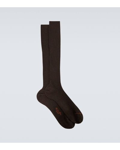 Loro Piana Cashmere And Silk-blend Socks - Brown