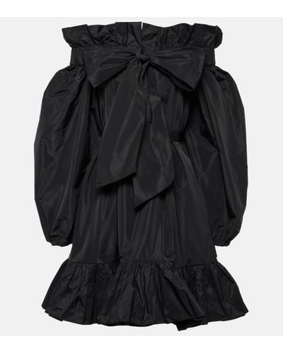 Patou Bow-detail Ruffled Faille Minidress - Black