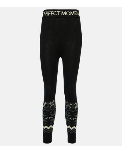Perfect Moment Nordic Intarsia Wool leggings - Black
