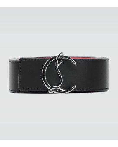 Christian Louboutin Cl Logo Leather Belt - Black