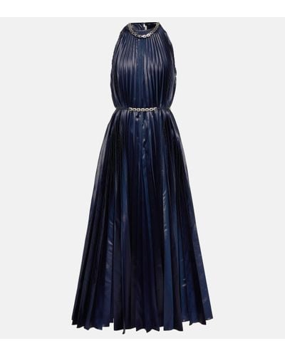 Christopher Kane Embellished Halterneck Lame Midi Dress - Blue