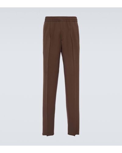 Zegna Wool-blend Straight Trousers - Brown