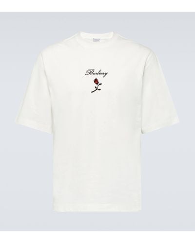 Burberry T-shirt brode en coton - Blanc