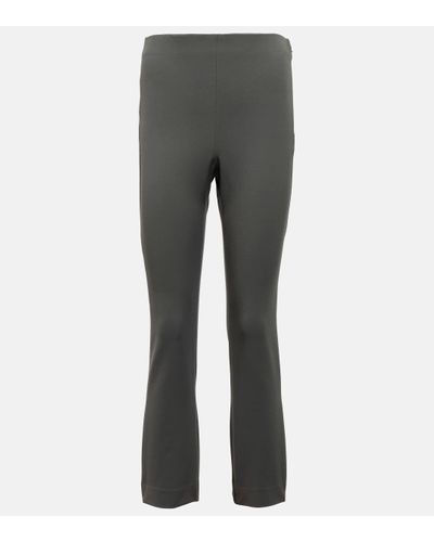 Vince High-rise Cotton-blend Trousers - Grey
