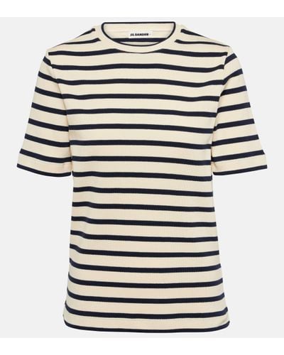 Jil Sander T-shirt raye en coton - Blanc