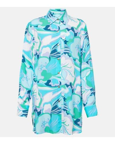 Melissa Odabash Paige Floral Shirt - Blue