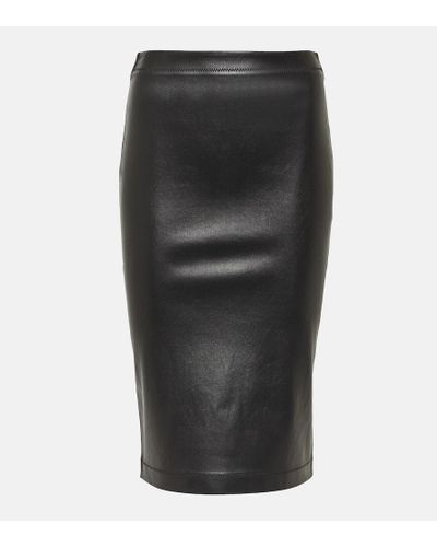 Versace Falda midi de piel - Negro