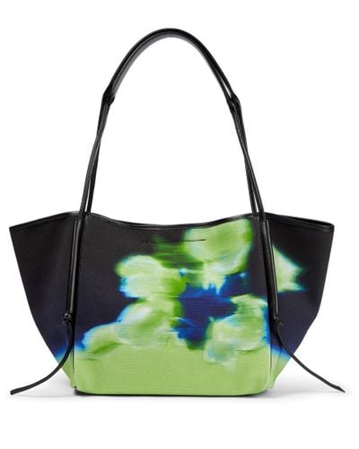 Dries Van Noten Printed Leather-trimmed Canvas Tote - Green