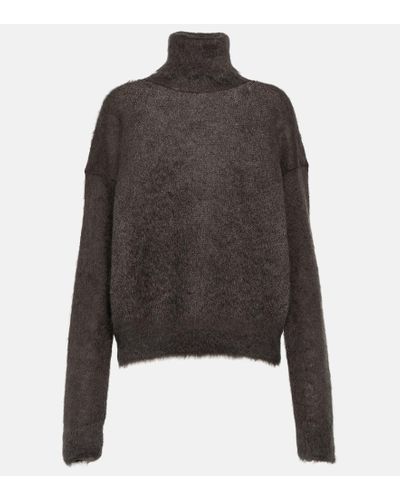 Saint Laurent Mohair-blend Turtleneck Sweater - Gray