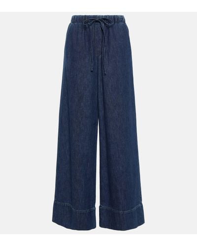 Valentino High-rise Chambray Wide-leg Jeans - Blue