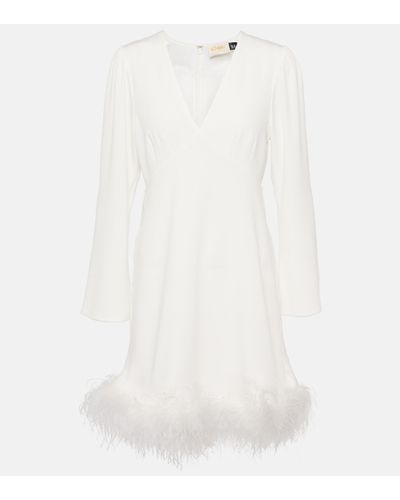 RIXO London Robe de mariee Toni a plumes - Blanc