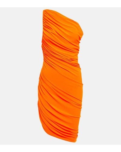 Norma Kamali Diana Asymmetrisches Kleid Aus Stretch-jersey Mit Raffungen - Orange