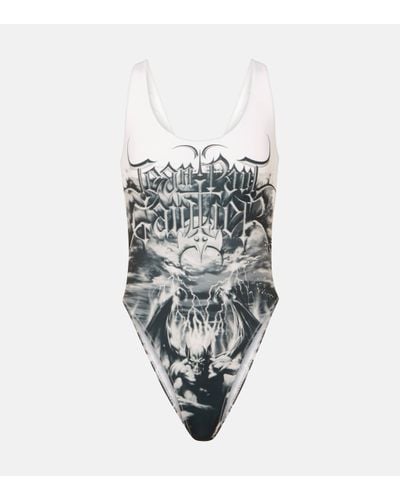 Jean Paul Gaultier Diablo Printed Swimsuit - White