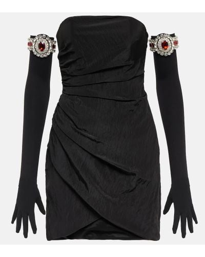 David Koma Miniabito Moire e guanti con decorazioni - Nero