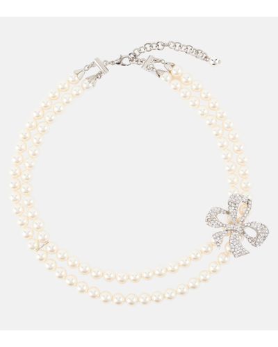 Alessandra Rich Collier a perles fantaisies et cristaux - Blanc
