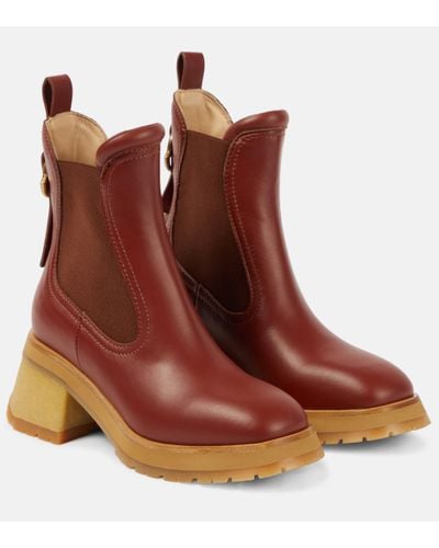 Moncler Gigi Leather Chelsea Boots - Brown