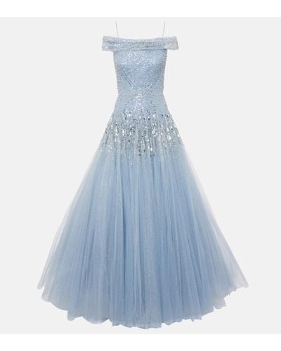 Jenny Packham Embellished Sirena Gown - Blue