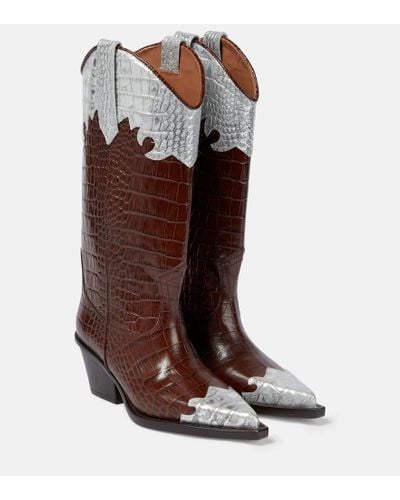 Paris Texas Leather Cowboy Boots - Brown