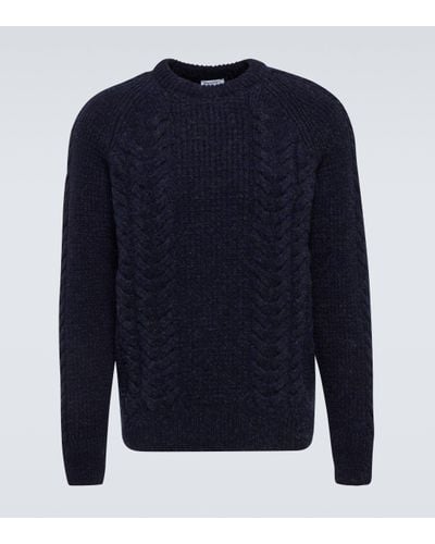 Sunspel Cable-knit Virgin Wool Jumper - Blue