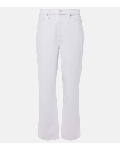 FRAME High-Rise Straight Jeans Slouchy - Weiß