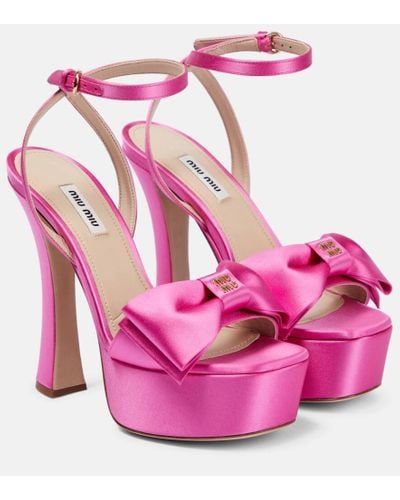 Miu Miu Sandalias de saten con plataforma - Rosa