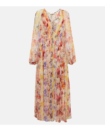 Zimmermann Wonderland Floral Georgette Midi Dress - Pink