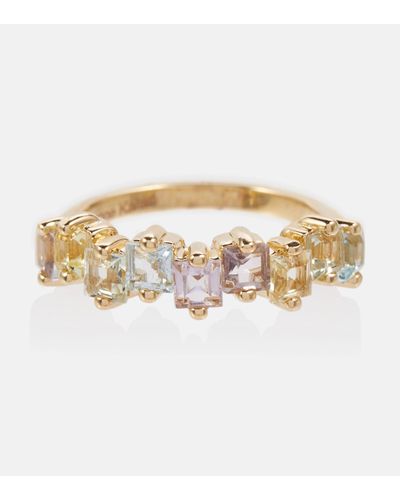 Suzanne Kalan Pastel Rainbow 14kt Gold Ring With Sapphires - White