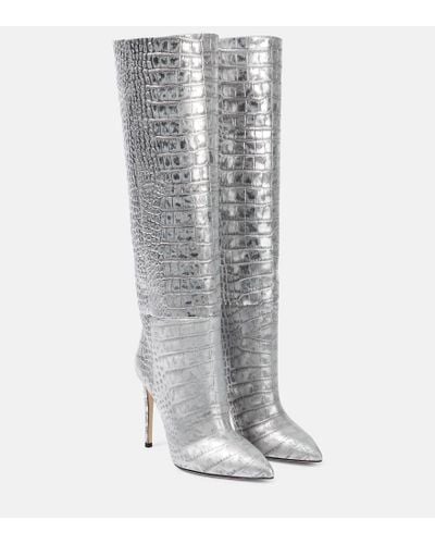 Paris Texas Snake-effect Leather Knee-high Boots - Gray