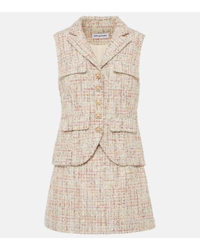 Self-Portrait Embellished Boucle Minidress - Natural