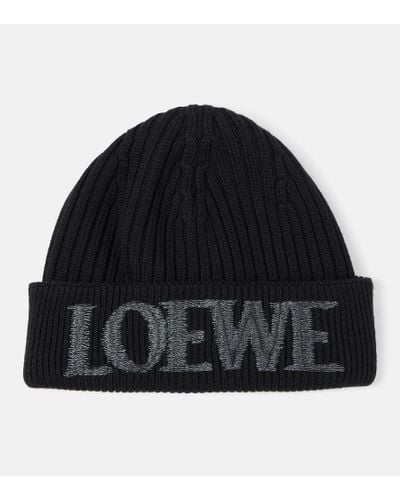Loewe Gorro de lana con logo - Negro