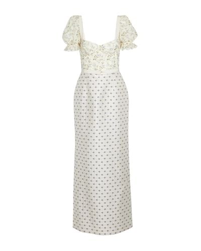 Brock Collection Floral Linen-blend Maxi Dress - White