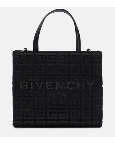 Givenchy Sac À Main En Toile Jacquard À Finitions En Cuir G-tote Mini - Noir