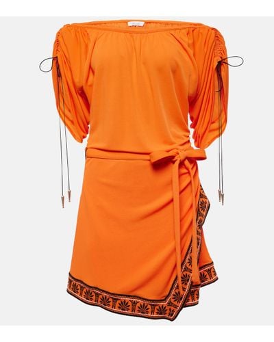 Rabanne Ruched Off-shoulder Minidress - Orange